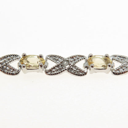 DEE BERKLEY JEWELRY Sterling Silver Diamond Accent & Citrine "X" Bracelet 7.25"