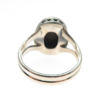 925 Sterling Silver Vintage Real Royston Turquoise Granulated Ring Size 8.25