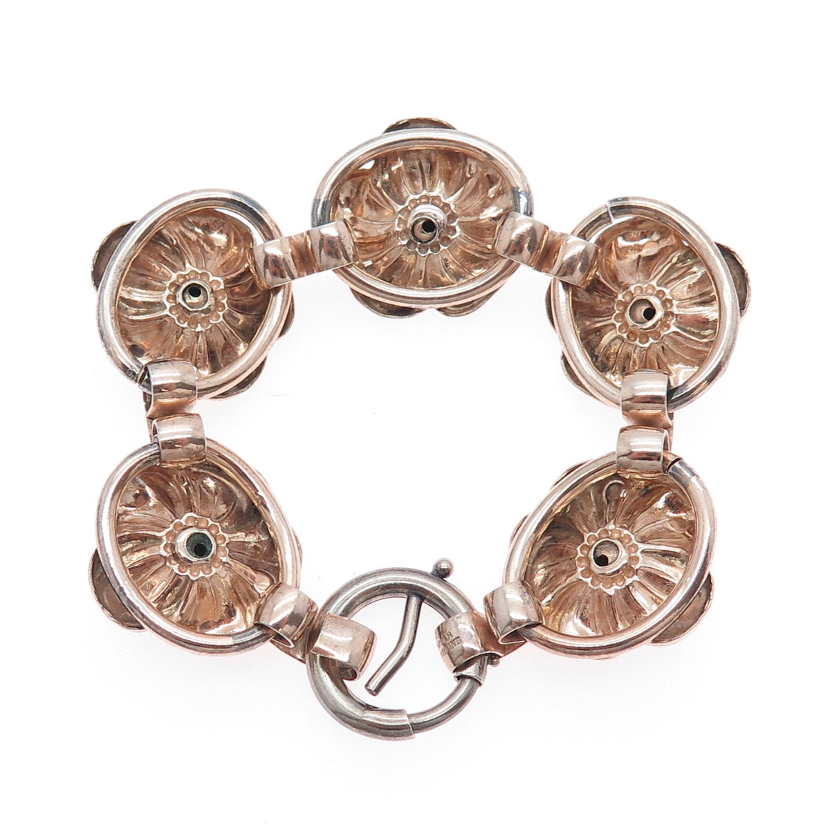 NAPIER 925 Sterling Silver Rose Gold Plated Antique Flower Blossom Bracelet 6"