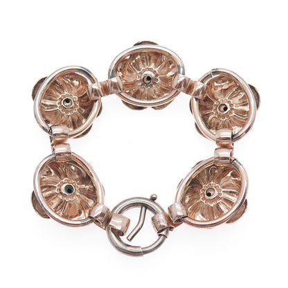 NAPIER 925 Sterling Silver Rose Gold Plated Antique Flower Blossom Bracelet 6"