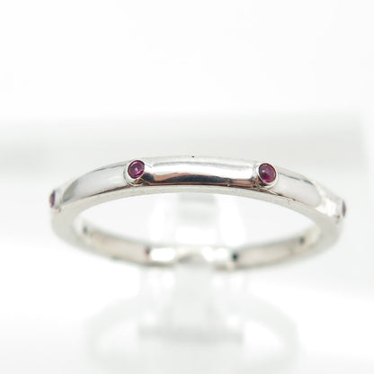 925 Sterling Silver Lab-Created Pink Sapphire Stackable Band Ring Size 8.75