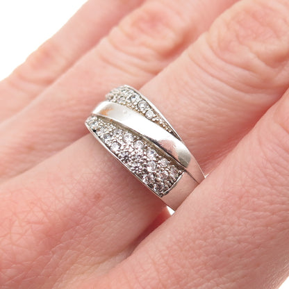 925 Sterling Silver Round-Cut C Z Modernist Ring Size 9.5