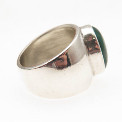 925 Sterling Silver Vintage CII Mexico Real Malachite Modernist Ring Size 6.25