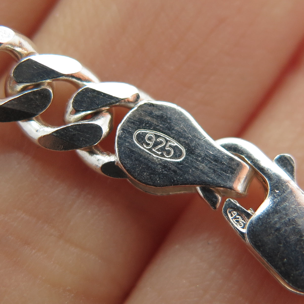 925 Sterling Silver Vintage Cuban Chain Necklace 24"