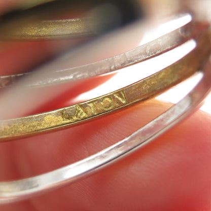 925 Sterling Silver 2-Tone Vintage Mexico Modernist Multi-Row Hoop Earrings