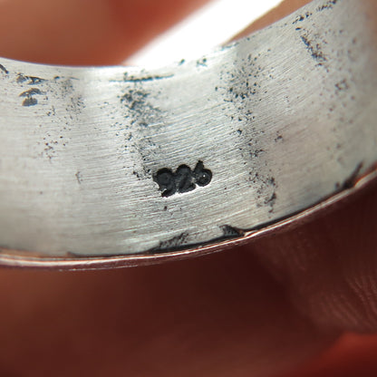 925 Sterling Silver Vintage Modernist Beaded Oxidized Ring Size 6.5