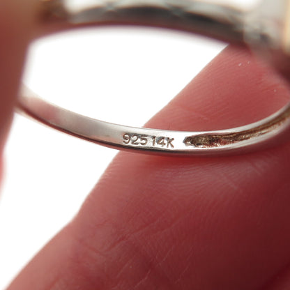 Town & Country Sterling Silver 14K Gold Vintage Real Black Onyx Ring Size 7.25