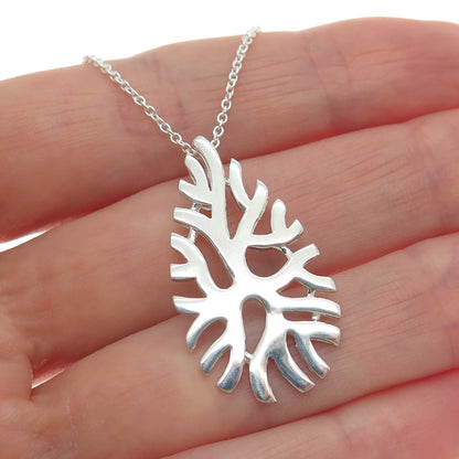 925 Sterling Silver Italy Modernist Coral Reef Teardrop Cable Chain Necklace 18"
