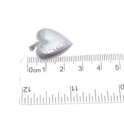 BEAU 925 Sterling Silver Vintage Engraved Puffy Heart Charm Pendant
