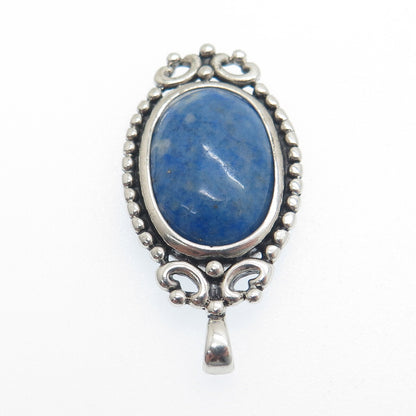 MORNING SUN 925 Sterling Silver Vintage Real Denim Lapis Beaded Pendant