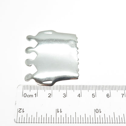 925 Sterling Silver Vintage Modernist Women's Power Pin Brooch
