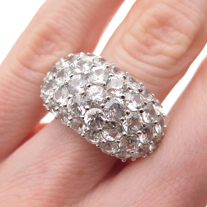 925 Sterling Silver Real Round-Cut White Topaz Dome Ring Size 5.5