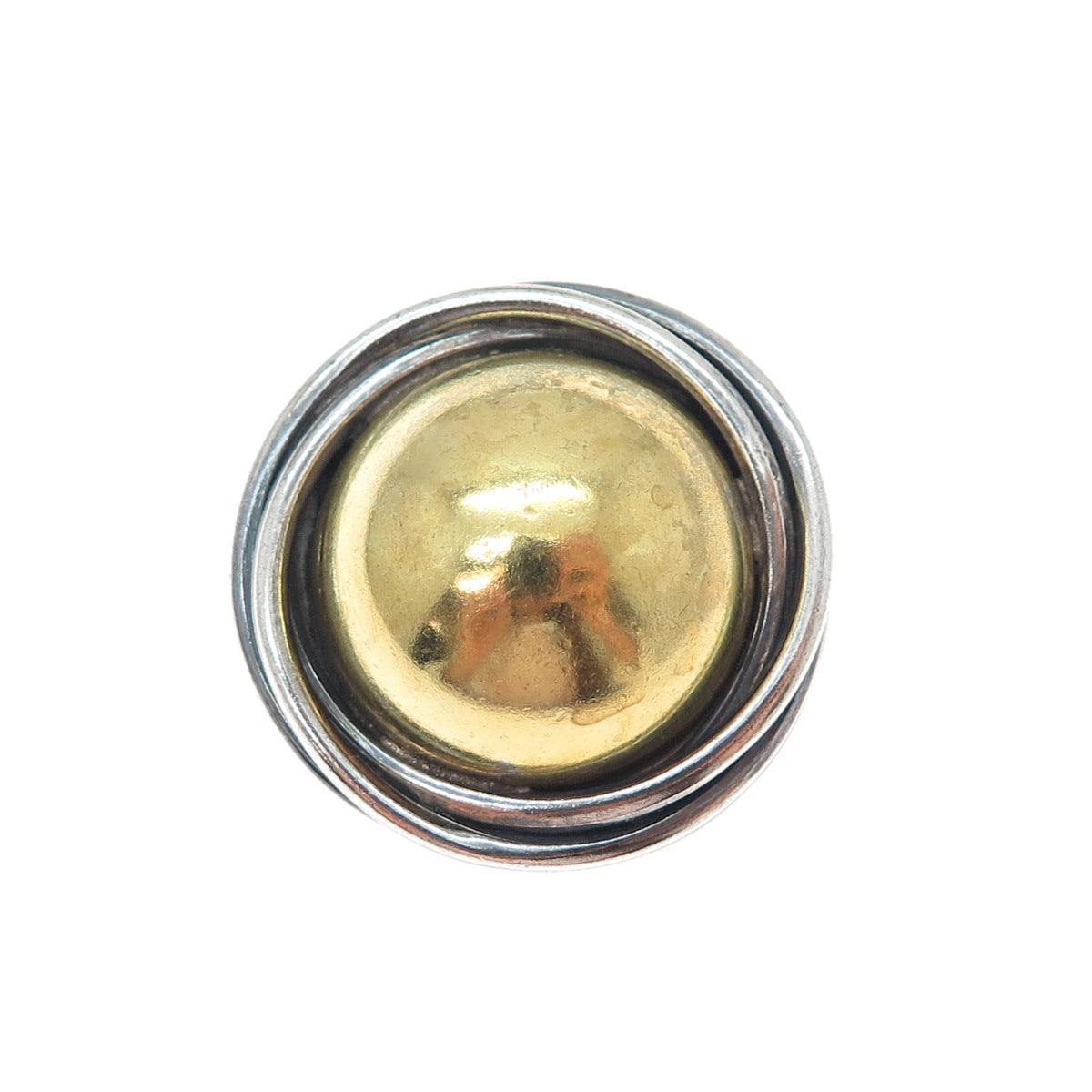 925 Sterling Silver 2-Tone Vintage Mexico Trinity Dome Oxidized Pin Brooch