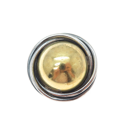 925 Sterling Silver 2-Tone Vintage Mexico Trinity Dome Oxidized Pin Brooch