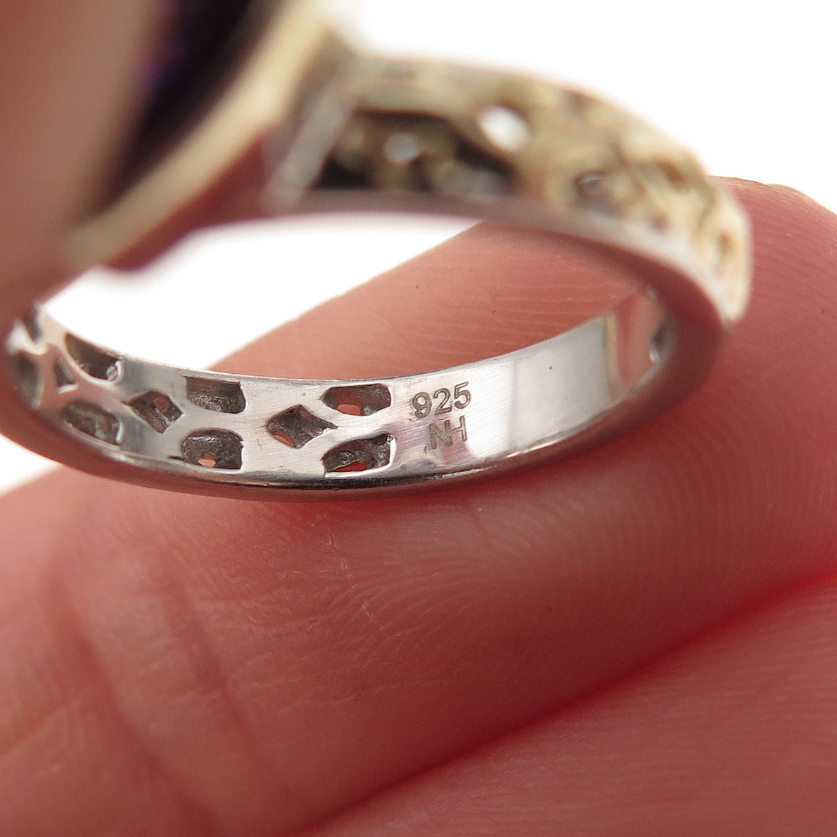 Michael Valitutti Gems En Vogue Sterling 2-Tone Amethyst Heart Ring Size 5.25