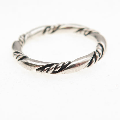 925 Sterling Silver Vintage Twisted Oxidized Band Ring Size 7.25