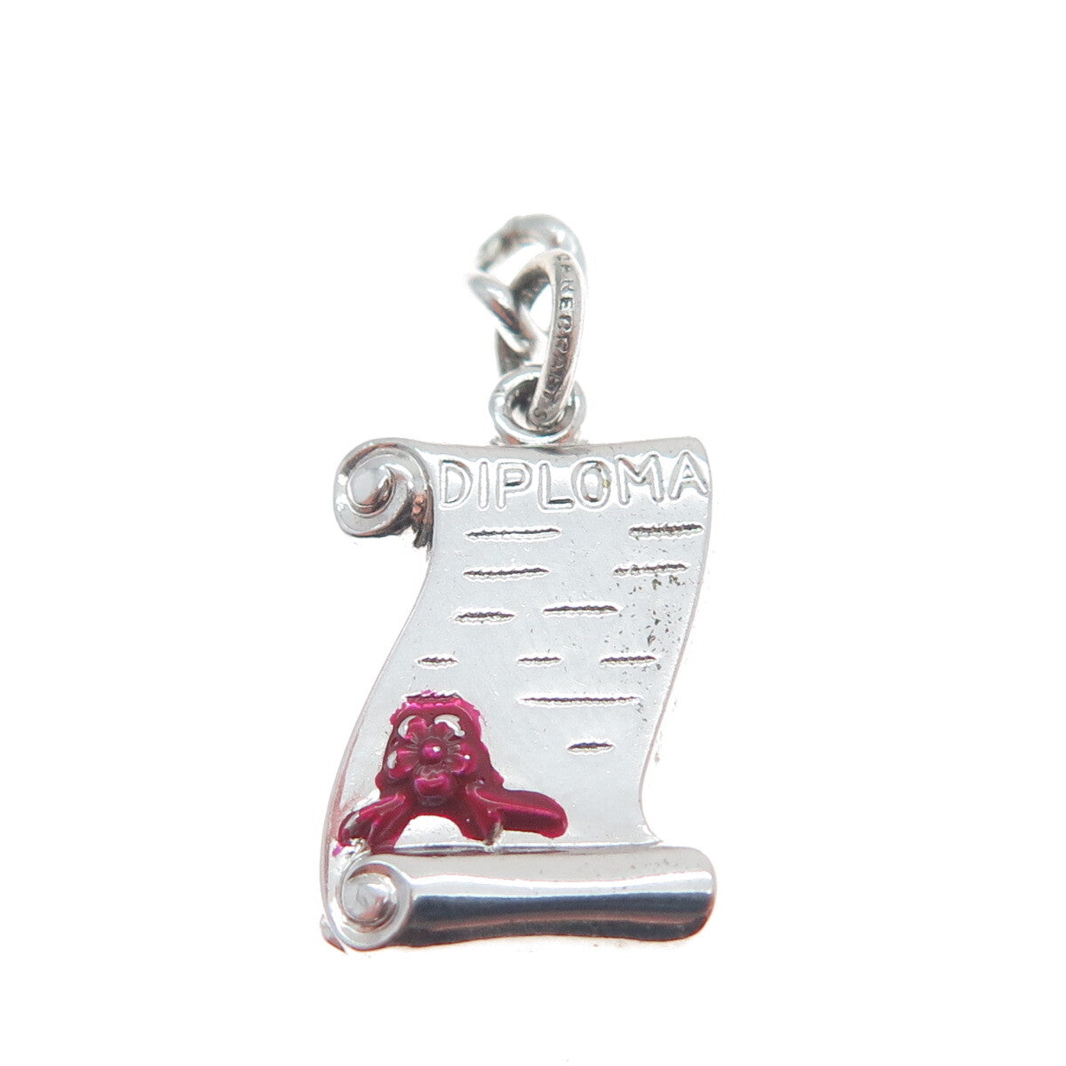DANECRAFT 925 Sterling Silver Vintage Enamel Diploma Minimalist Charm Pendant