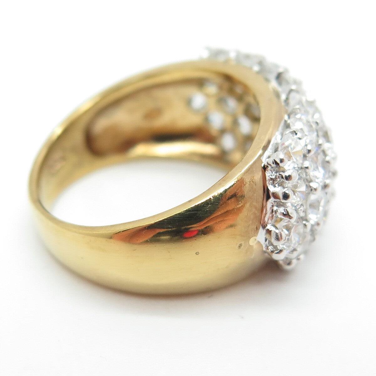 925 Sterling Silver Gold Plated Round-Cut C Z Ring Size 6.5