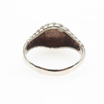 925 Sterling Silver Vintage Modernist Ribbed Dome Oxidized Ring Size 9.5