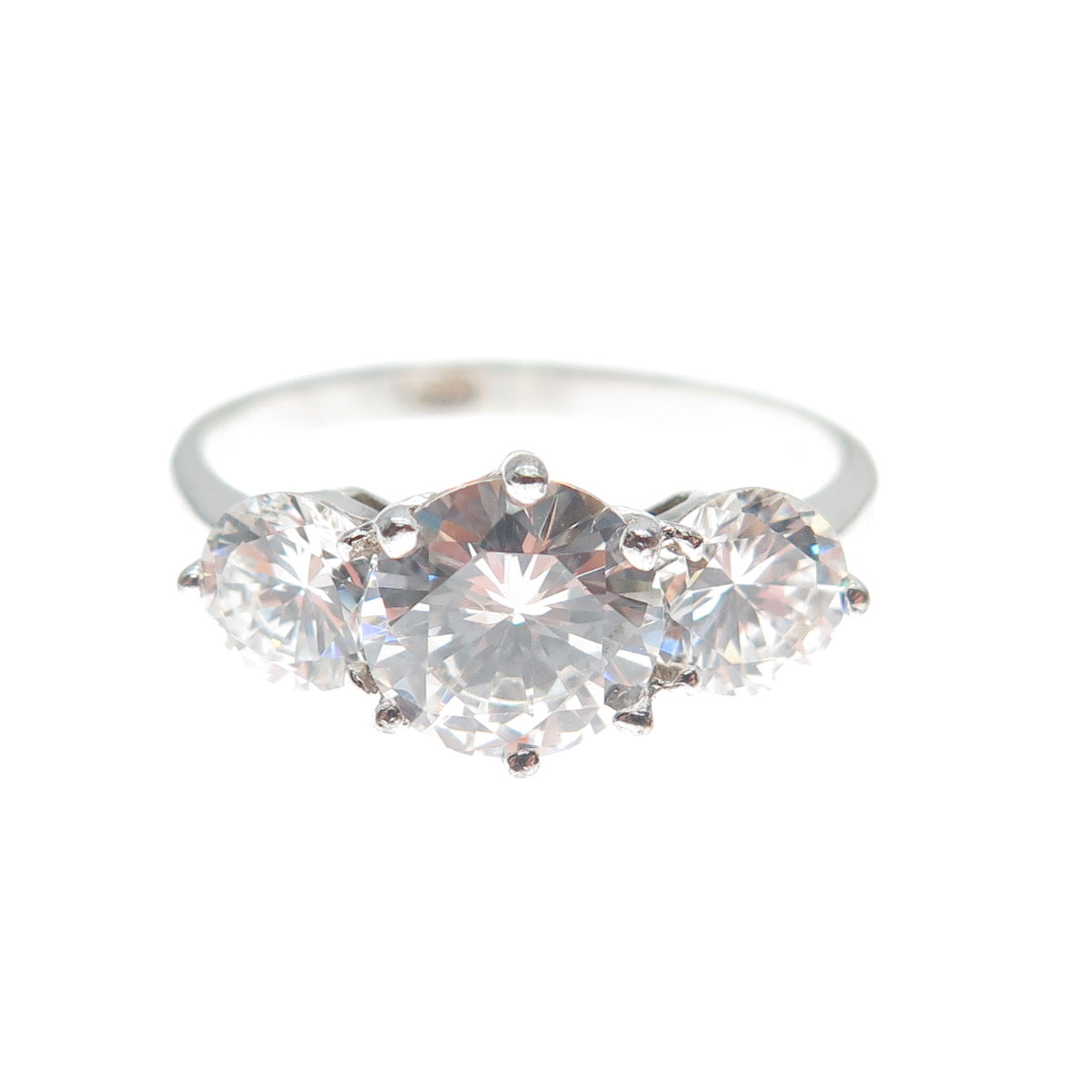 925 Sterling Silver Round-Cut C Z Engagement Ring Size 9.25