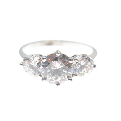 925 Sterling Silver Round-Cut C Z Engagement Ring Size 9.25