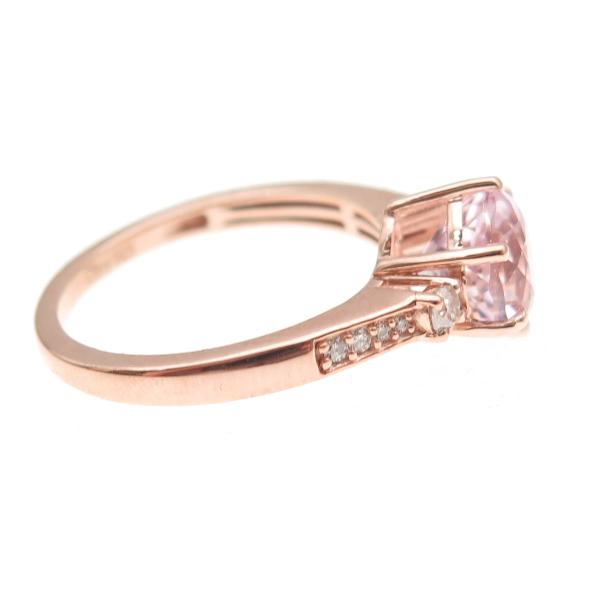 D'Joy 925 Sterling Silver Gold Plated Real Morganite & Moissanite Ring Size 8
