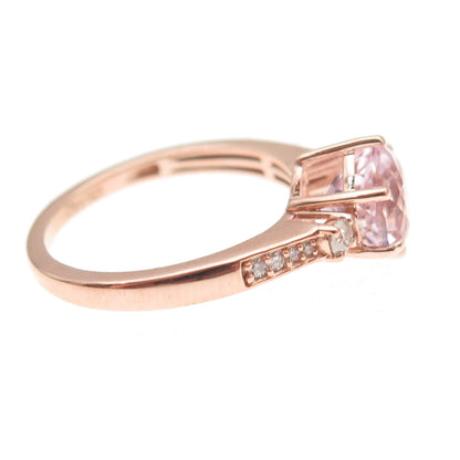 D'Joy 925 Sterling Silver Gold Plated Real Morganite & Moissanite Ring Size 8