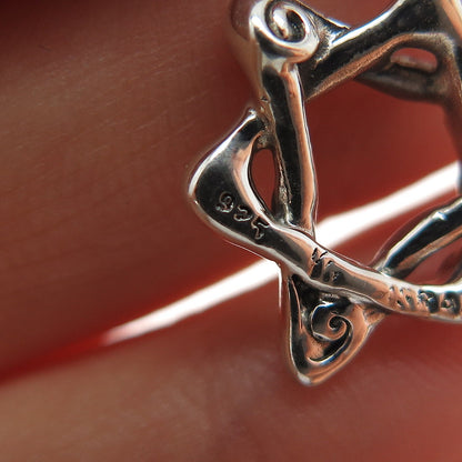 HAGIT GORALI 925 Sterling Silver Vintage Star of David Spring Ring Lock Pendant