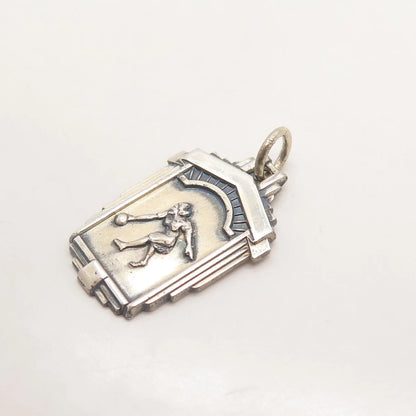 925 Sterling Silver Vintage Bowling Woman 1964 Pendant
