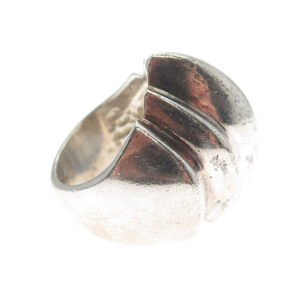 925 Sterling Silver Vintage Modernist Dome Oxidized Ring Size 6.25