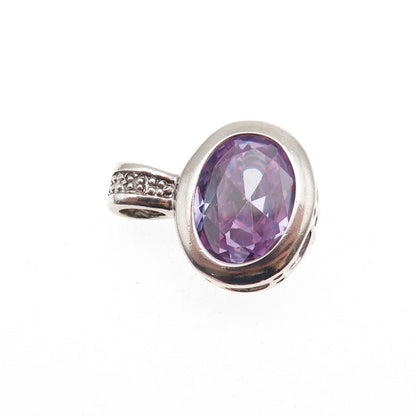 Ken Craft 925 Sterling Real Diamond Accent Lavender C Z Interchangeable Pendant