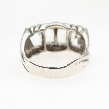 925 Sterling Silver Vintage Real Light Blue Topaz Oxidized Ring Size 10