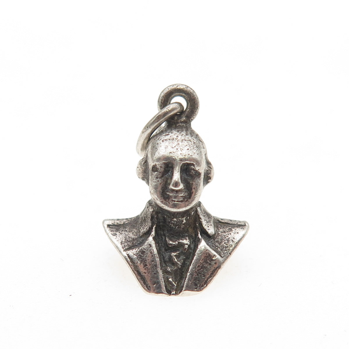 925 Sterling Silver Antique Art Deco George Washington 3D Mini Charm Pendant