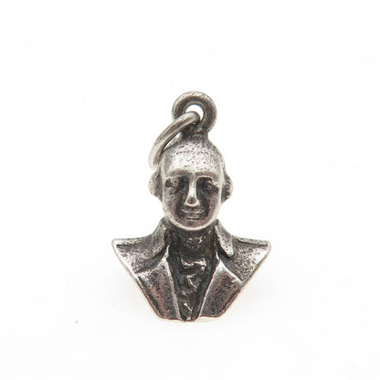 925 Sterling Silver Antique Art Deco George Washington 3D Mini Charm Pendant
