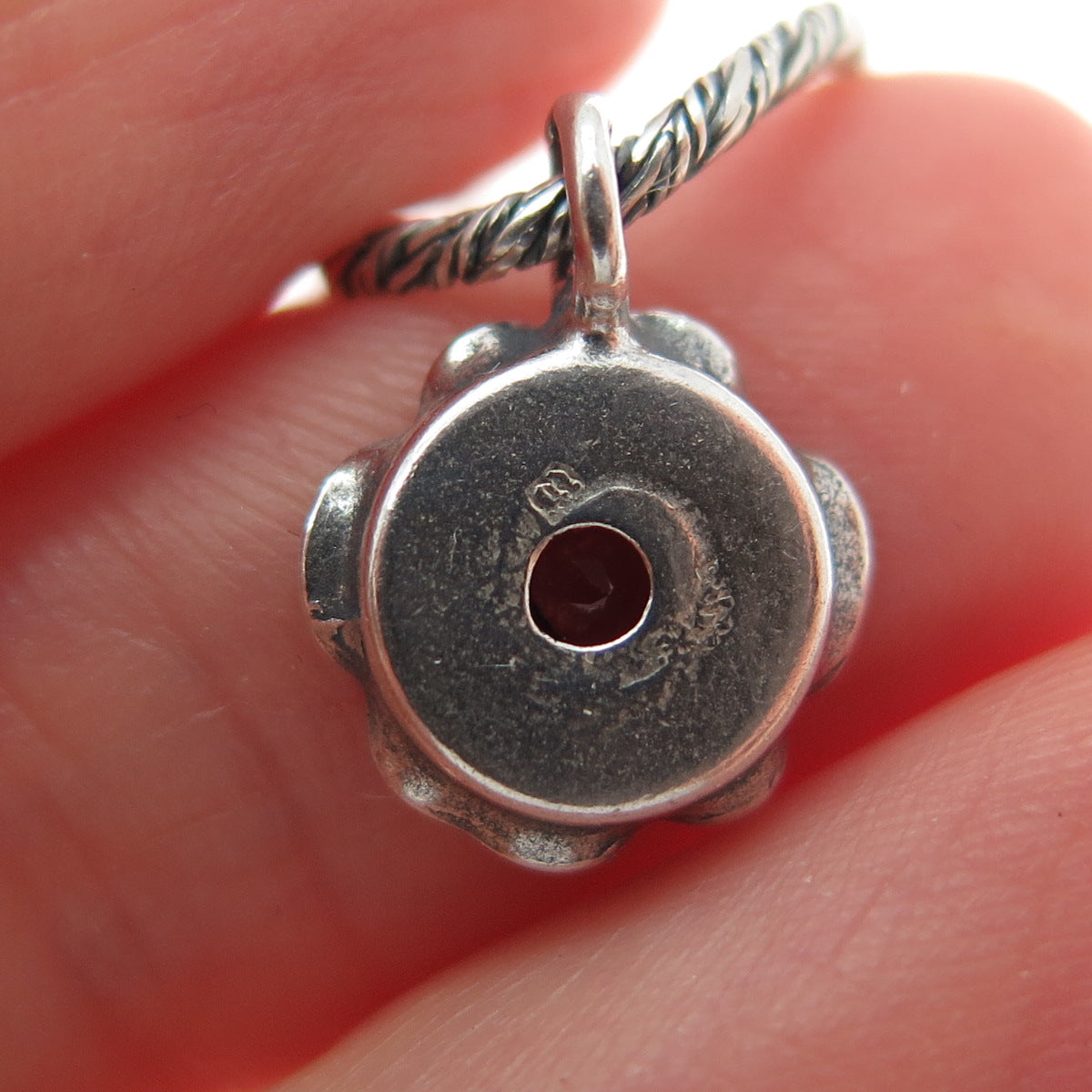925 Sterling Silver Vintage Real Garnet Tourmaline Modernist Chain Necklace 18"