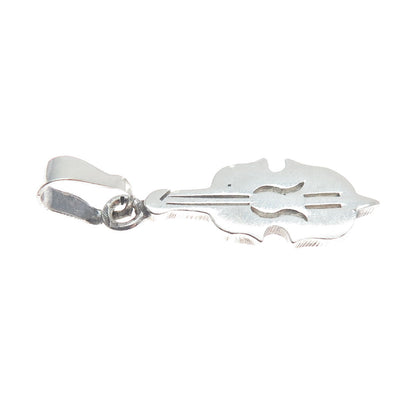 925 Sterling Silver Vintage Mexico Modernist Violin Minimalist Charm Pendant