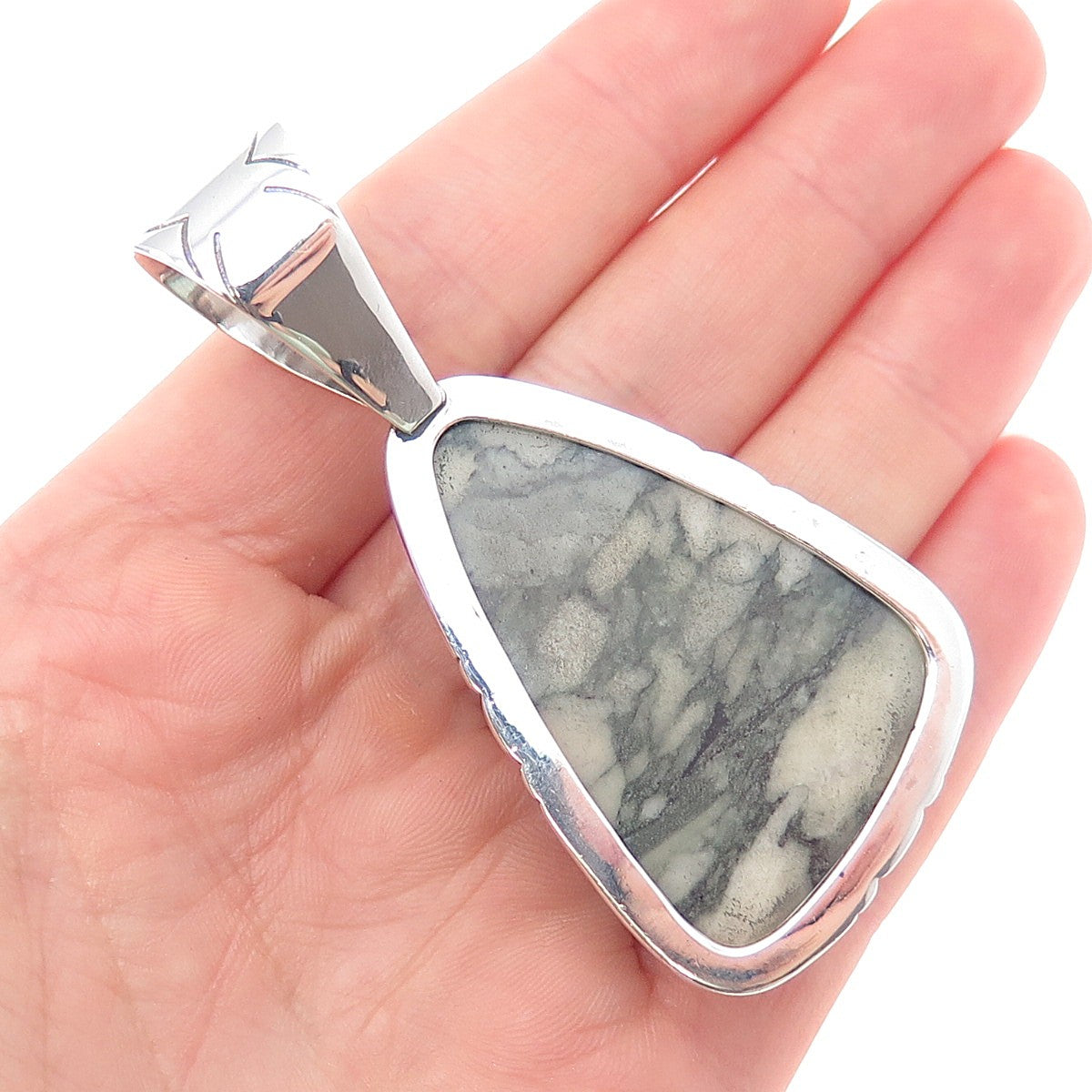 Jay King Desert Rose 925 Sterling Silver Vintage Real Jasper Modernist Pendant
