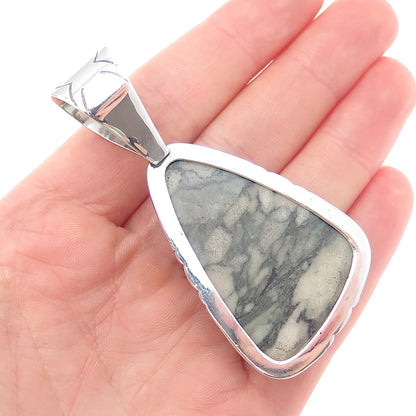 Jay King Desert Rose 925 Sterling Silver Vintage Real Jasper Modernist Pendant
