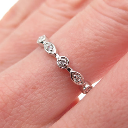 925 Sterling Silver Round-Cut C Z All Around Band Ring Size 5.75