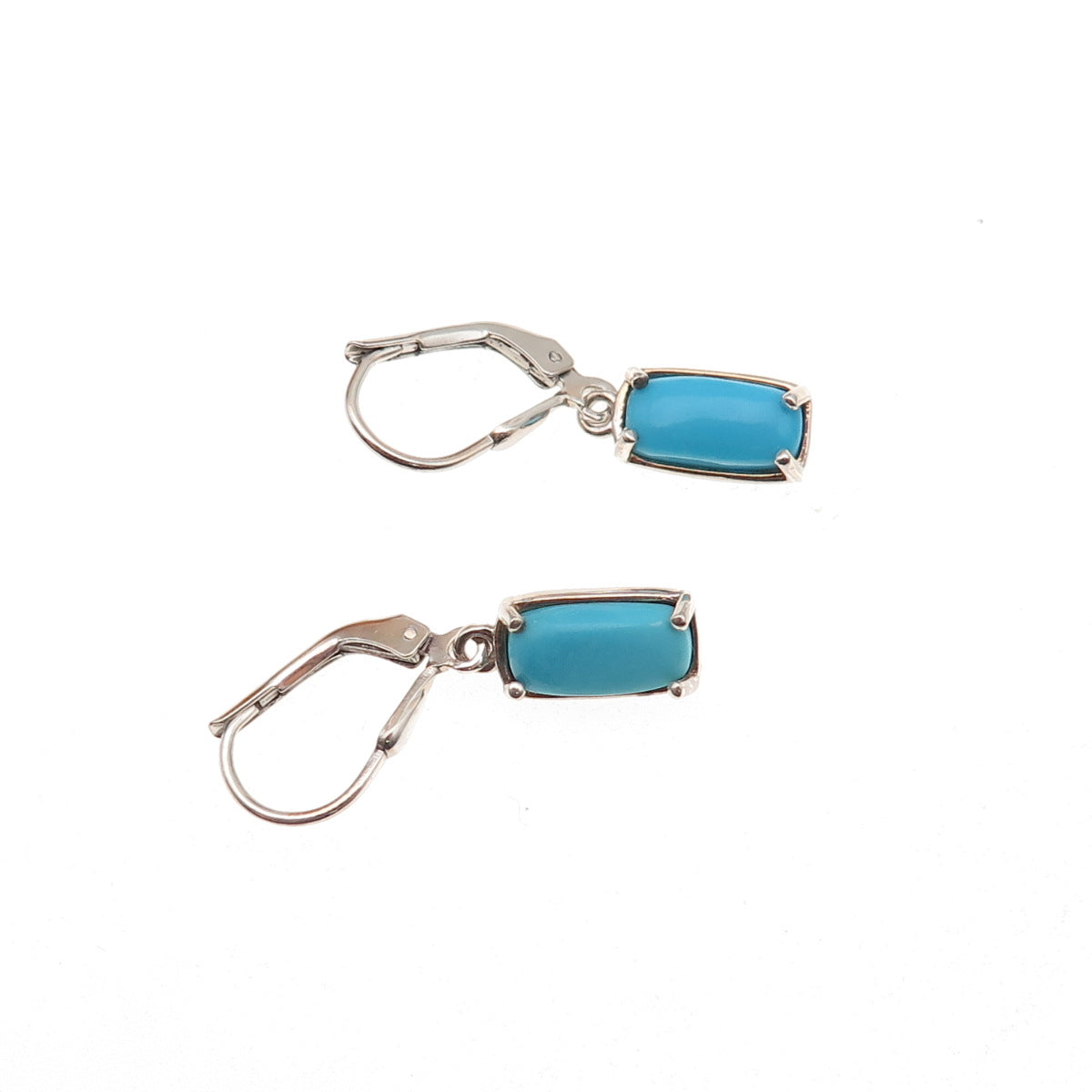D'Joy 925 Sterling Silver Real Sleeping Beauty Turquoise Dangle Earrings