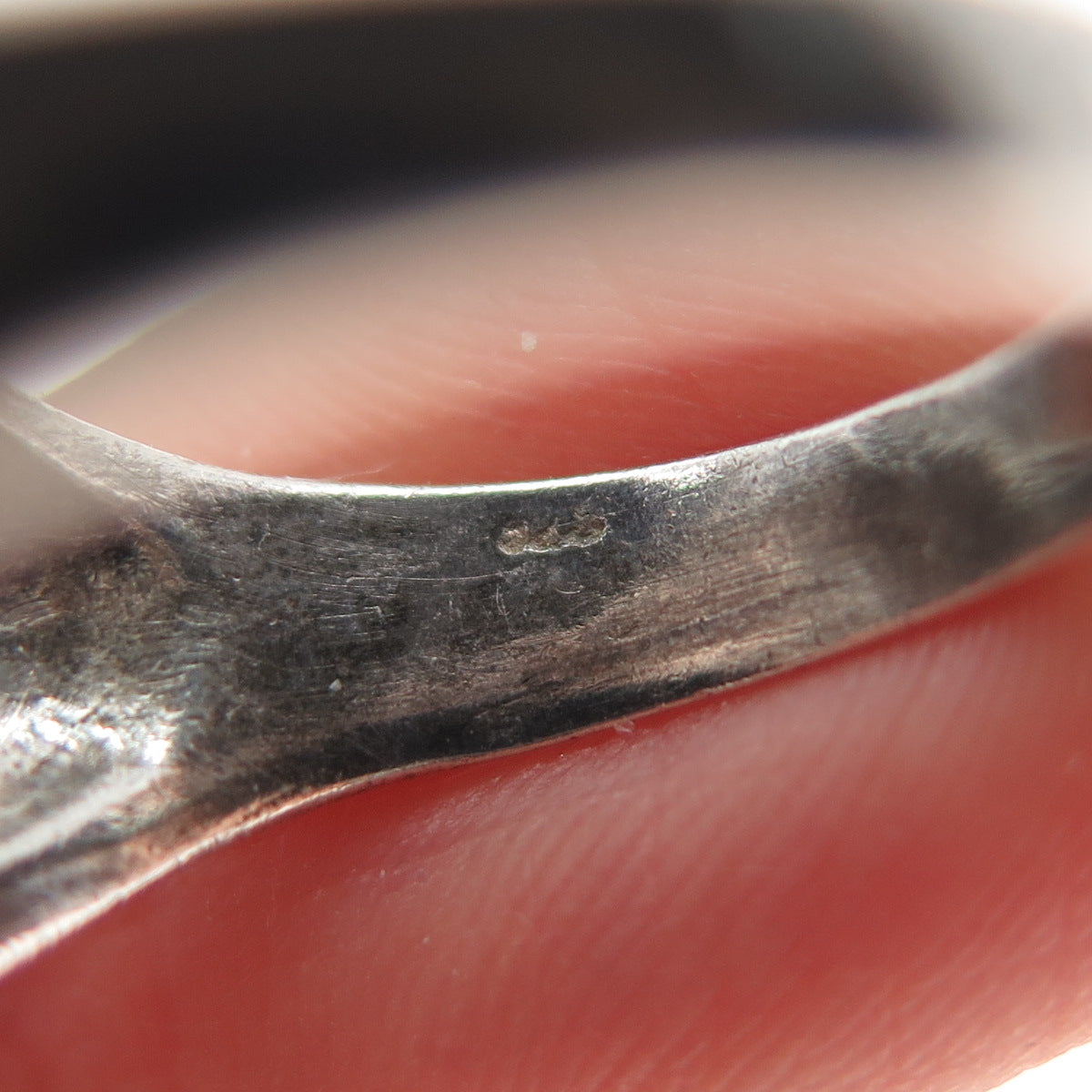 925 Sterling Silver Vintage Modernist Ribbed Oxidized Ring Size 7
