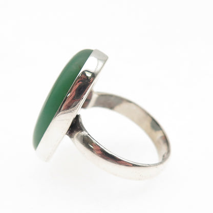 925 Sterling Silver Vintage Real Cabochon Chrysoprase Ring Size 7
