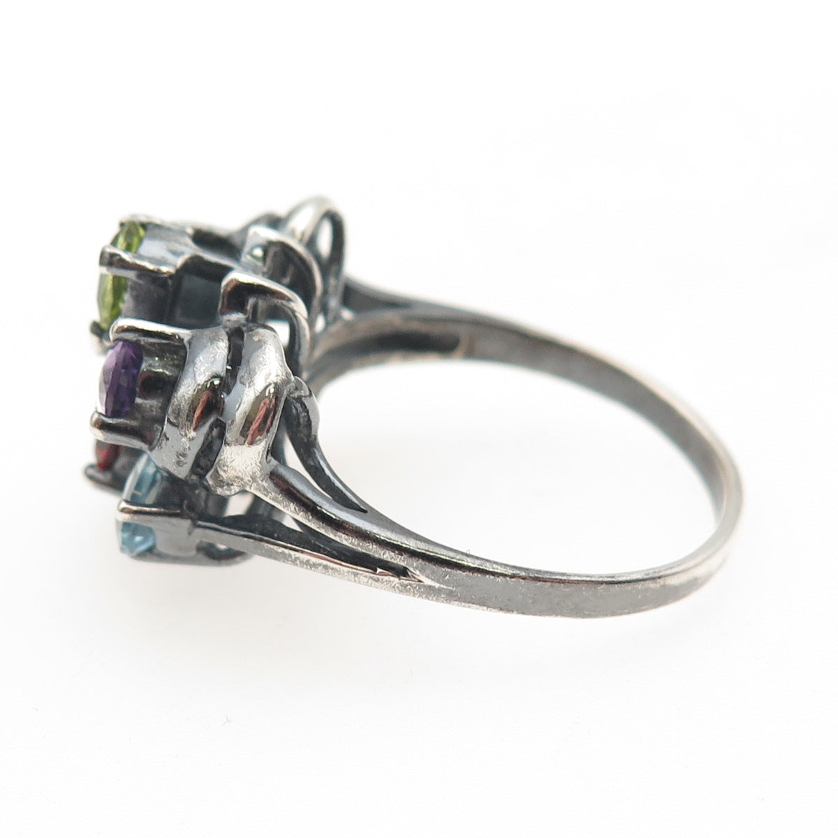 Chapal Zenray Sterling Silver Vintage Real Multi-Gem Butterfly Ring Size 10.75