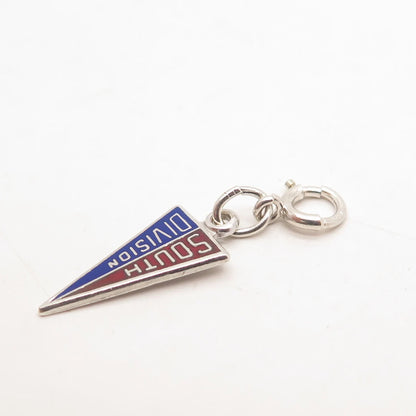 925 Sterling Silver Vintage Kinney Enamel "South Division" Charm Pendant