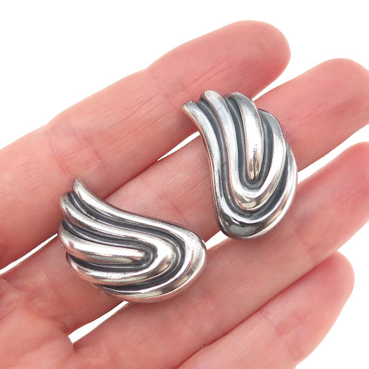 TIFFANY & CO. 925 Sterling Silver Vintage Italy Wings Oxidized Clip On Earrings