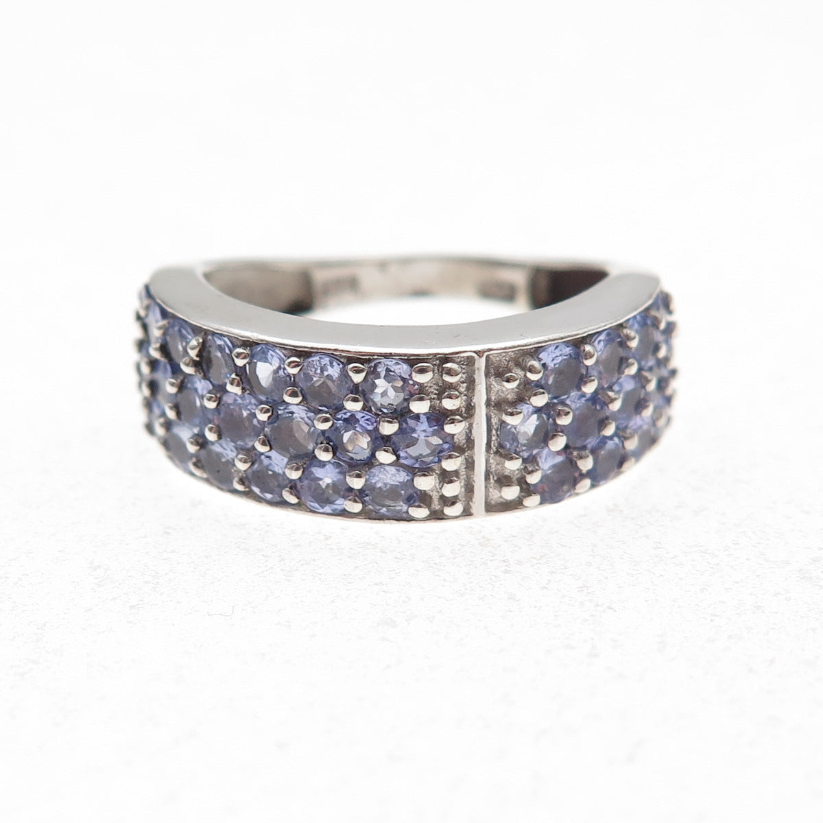 Chuck Clemency 925 Sterling Silver Real Round-Cut Tanzanite Ring Size 7