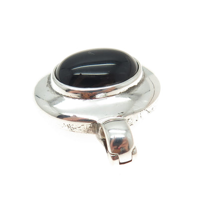 J. ESPOSITO 925 Sterling Silver Vintage Real Black Onyx Gemstone Pendant