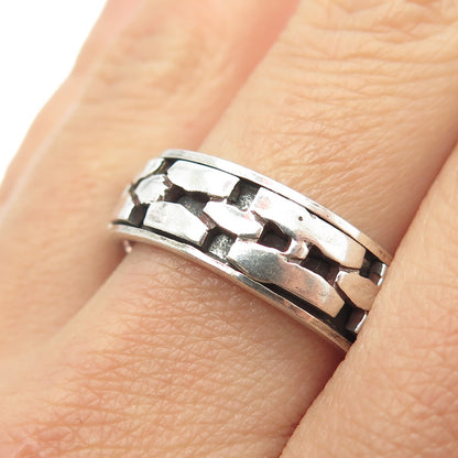 925 Sterling Silver Vintage Brisk Band Ring Size 10.25