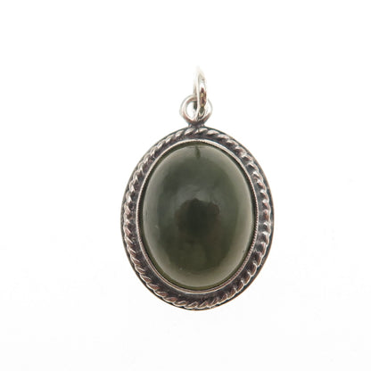 925 Sterling Silver Vintage BE Poland Real Jade Mini Charm Pendant