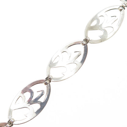 W. E. RICHARDS 925 Sterling Silver Antique Art Deco Floral Link Bracelet 7"